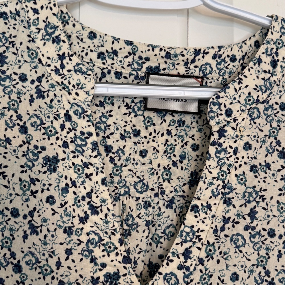 Tuckernuck Fleur Tiered Floral Kenzo Mini Dress Blue White 25106 - Picture 5 of 10